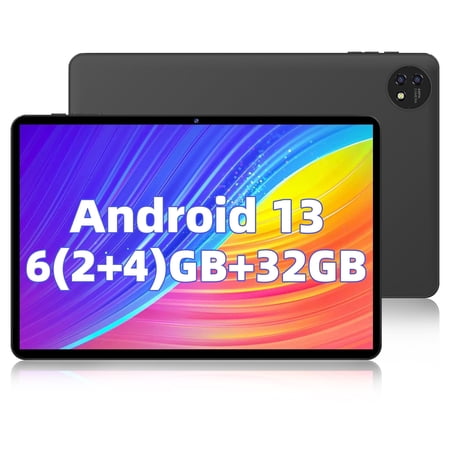 Tablet 10 inch, Android 13 Tablets, 6GB RAM 32GB ROM 512GB Expand, Quad-Core Processor, 1280x800 IPS HD Touch Screen, GPS, WiFi, Dual Camera, Bluetooth, 6000mAh Battery
