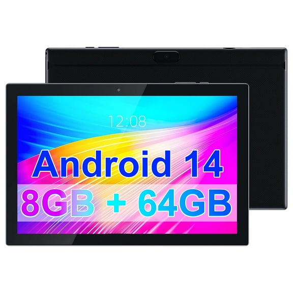 Tablet 10 inch Android 14 Tablets 64GB ROM Tablet PC Computer, 2+8MP Dual Camera, 6000mAh, AM FM Bluetooth, 2.4G Wifi, IPS Touch Screen Tablet