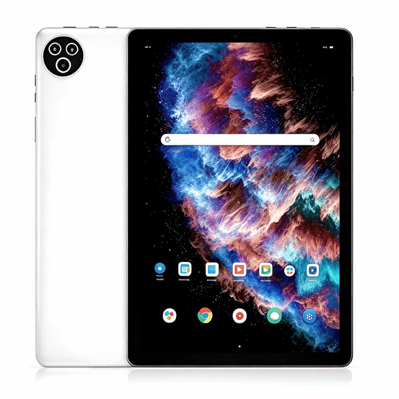 AEEZO 10.1 Inch Tablet, 20GB RAM 64GB ROM, 5-Core CPU WiFi 6, Android 15 GO, White