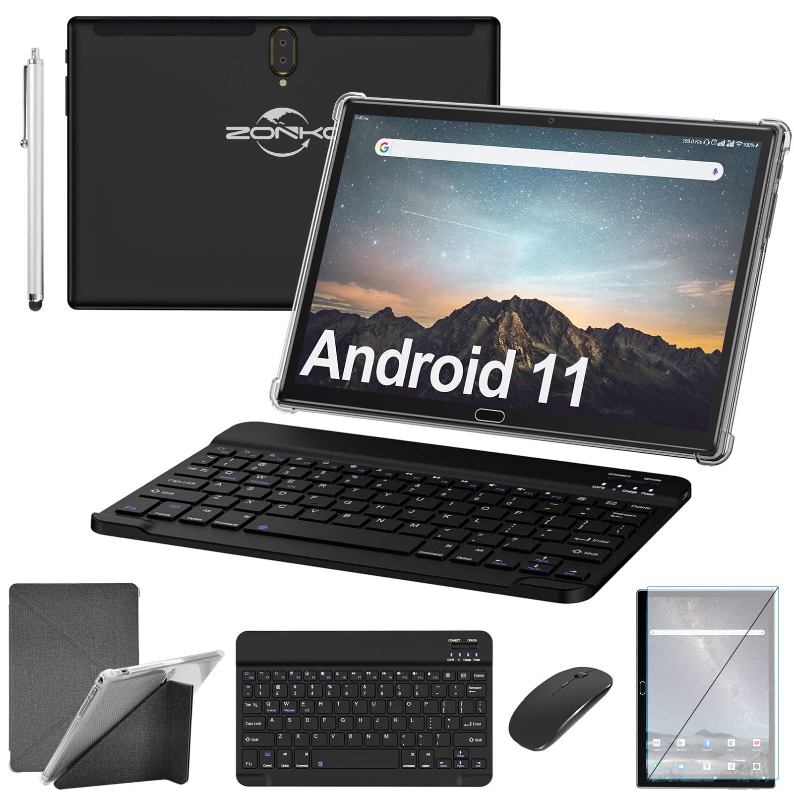Snuble Økonomi Bære Tablet 10 inch Android Tablet, Android 11 Tablet, 4G Phone Tablet, 2 in 1  Tablet with Keyboard,4GB RAM+64GB Storage, ,Octa-Core 13MP Camera WIFI  (Black Tablet),Back to School Gift Tablet - Walmart.com
