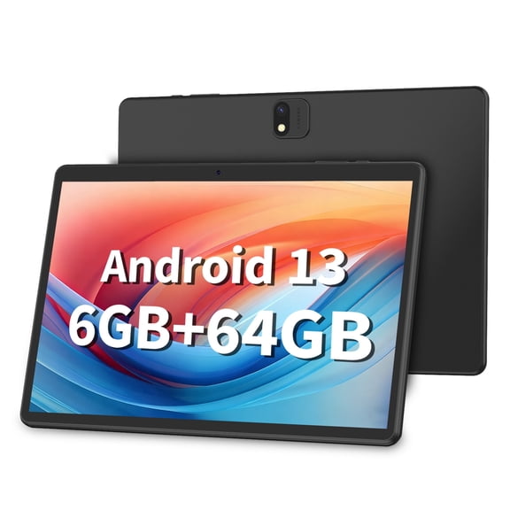 Tablet 10 inch Android Tablets, Android 13 Tablet Quad Core Processor 6GB RAM 64GB ROM, 1TB Expandable Tablet Computer, 6000mAh Battery, HD IPS Touchscreen, Bluetooth, WiFi, Dual Camera