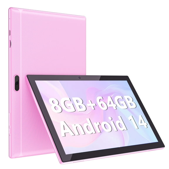 Tablet 10 inch, Newest Android 14 Tablet, 8GB+64GB+1TB Expand, Quad-Core Pink