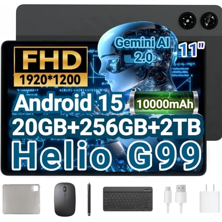 Tablet 11 inch ZPad3 android tablet, 11" 120Hz 1920x1200 FHD Display, 20GB+256GB+2TB Expand, Helio G99 Octa Core CPU, Android 15 tablet, 10000mAh+18W Fast Charge, Widevine L1, 8/16MP