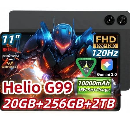 Android Tablet ZPad3, 11 inch Tablet 120Hz 1920x1200 FHD Display, 20GB+256GB+2TB Expand, MTK Helio G99 Octa Core CPU, Android 15 Tablet, 10000mAh+18W Fast Charge, Widevine L1