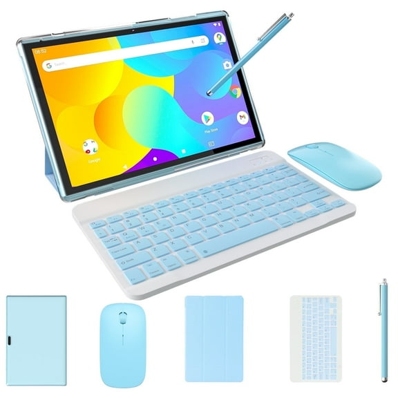 Tablet 2 in 1 Tablet with Keyboard Including Case Mouse Stylus, 10 inch Tablet Android 14 Tablets PC, 10.1 " HD Tab 6000mah Battery 32GB+1024GB Expandable Tableta Computer