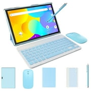 Tablet 2 in 1 Tablet with Keyboard Including Case Mouse Stylus, 10 inch Tablet Android 14 Tablets PC, 10.1 HD Tab 6000mah Battery 32GB+1024GB Expandable Tableta Computer