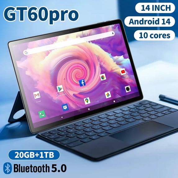 Tablet 2026 Flagship Edition Android14 Tablet, 14 Inch Tablet,5G Wi-Fi Tablet Computer,2 In 1 Tablet with Keyboard, 20GB RAM 1000GB ROM ,Snapdragon 10-core processor,3840* 2160 IPS,Bluetooth5.0,GPS