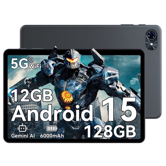 TABWEE AI Tablet Android 15 Tablets T80, 10.5 inch Tablet with HD+IPS Display, 12GB RAM+128GB ROM/ 2TB TF, Gemini AI 2.0, GPS, 5G WiFi, 2.0GHz CPU & 5MP Camera, 6000mAh, GMS Certified, Gray