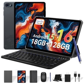 2026 Android 16 AI Tablets 10 Inch, Electronics Tablets with Keyboard, 18GB RAM 128GB ROM /2TB TF, Gemini AI 2 in 1 Tablet with Pen, 6000mAh, 1080P, BT5.0, GPS, OTG, Suitable for Study and Office