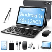 Tablets 2026 Newest Android 16 Tablet,11 Inch Tablet,Gemini AI 2.0,5G Wi-Fi Tablet Computer,128GB ROM+366+30GB RAM,GPS,2 In 1 Tablet with Keyboard