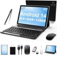thumbnail image 1 of Tablet 2026 Newest Android 14 Tablet, 10 Inch Tablet,5G Wi-Fi Tablet Computer,2 In 1 Tablet with Keyboard, 128GB ROM+16(8+8)GB RAM + 1TB Expand,Octa-Core Processor,1920 * 1200 IPS,Bluetooth,GPS,Black, 1 of 10