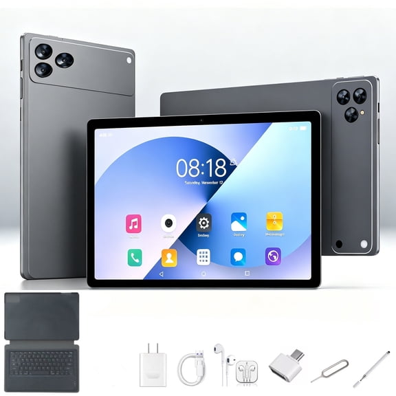 Tablet 2026 Newest Android 13 Tablet Gray,10 Inch Tablet,5G Wi-Fi Tablet Computer,2 In 1 Tablet with Keyboard, 256GB ROM+8GB RAM ,Octa-Core Processor,1920 * 1200 IPS,Bluetooth,GPS
