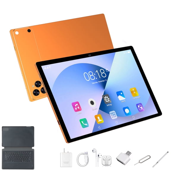 Tablet 2026 Newest Android 13 Tablet Orange Vibrant,10 Inch Tablet,5G Wi-Fi Tablet Computer,2 In 1 Tablet with Keyboard, 256GB ROM+8GB RAM ,Octa-Core Processor,1920 * 1200 IPS,Bluetooth,GPS