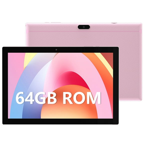 Tablet 64GB 10 Inch Tablet, Android Tablets, 6000mAh Battery Quad Core HD Touch Screen Tableta Computer, with WiFi BT Google Play Tabletas. (Pink)