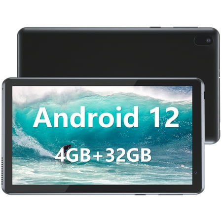 Tablet 7 inch Android 12.0 Tablet, 4GB+32GB ROM (1TB Expand), Quad-Core, WiFi, GMS, Dual Camera, Educational, Games (Black)