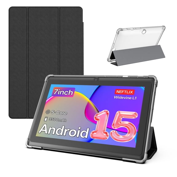 PUTECCH Tablet 7 inch Android 15 Tablets,1024 x 600 HD,3GB RAM 32GB ROM 1TB Expand,Penta-core,3500mAh Battery,Dual Camera, GMS Certified (Black)
