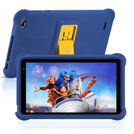 Tablet 7 inch Kids Tablet 32GB Android 11 WiFi Camera Bluetooth 2GB RAM HD Touch Screen 1024x600 Kid-Proof Case Parental Control Learning App on Playstore (Dark Blue)