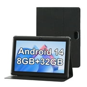 Tablet 7Inch Android 14.0 with Protective Case, 8GB4+4GB Expand RAM+ 32GB ROM, IPS Screen, Dual Camera, Bluetooth 5.0 WiFi Tab, Black
