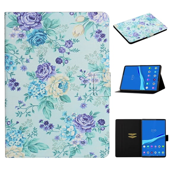 Tablet Accessories For Lenovo Tab M10 Plus Flower Pattern Horizontal Flip Leather Case with Card Slots & Holder
