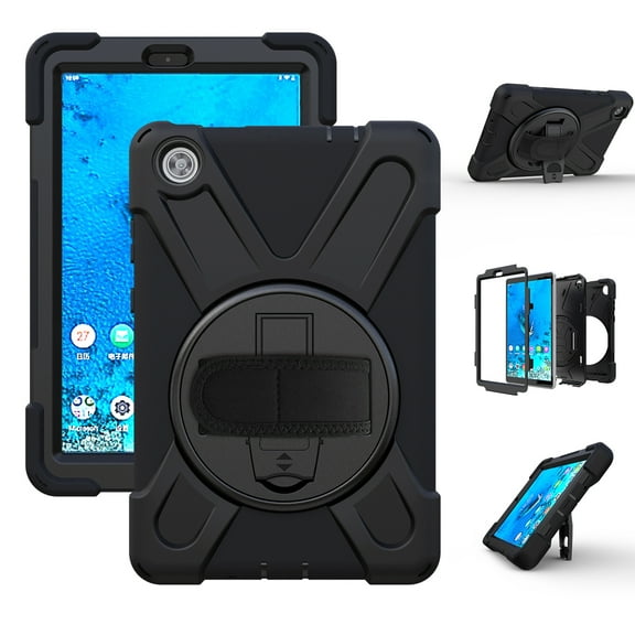 Tablet Accessories For Lenovo Tab M8 Shockproof Colorful Silicone + PC Protective Case with Holder & Hand Grip Strap