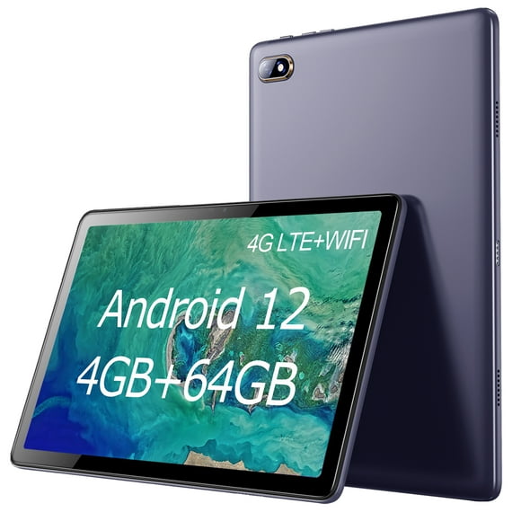 Tablet Android 12,Unlocked tablets 10 inch,4GB/64GB,Google GMS, 1920x1200 HD Touchscreen with SIM Card Slot,WIFI,GPS, Bluetooth 5000mAh Battery