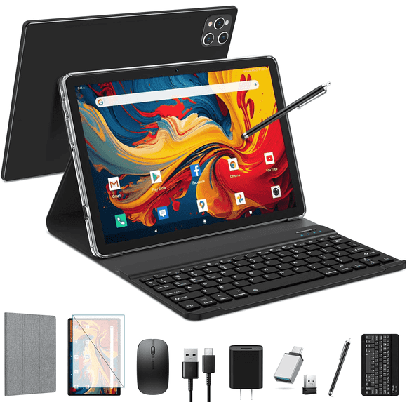 Tablet Android 14 Tablet,10 Inch Android Tablet with Keyboard,5G WiFi Tablet,128GB ROM+16GB RAM (8+8Virtual) +1TB TF Expand,Octa-Core Processor,13MP+8MP Camera,Bluetooth,GPS,FHD Display,2 In 1 Tablet