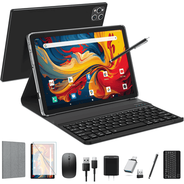 Tablet Android 14 Tablet,10 Inch Android Tablet with Keyboard,5G WiFi Tablet,128GB ROM 16GB RAM (8 8Virtual)  1TB TF Expand,Octa-Core Processor,13MP 8MP Camera,Bluetooth,GPS,FHD Display,2 In 1 Tablet