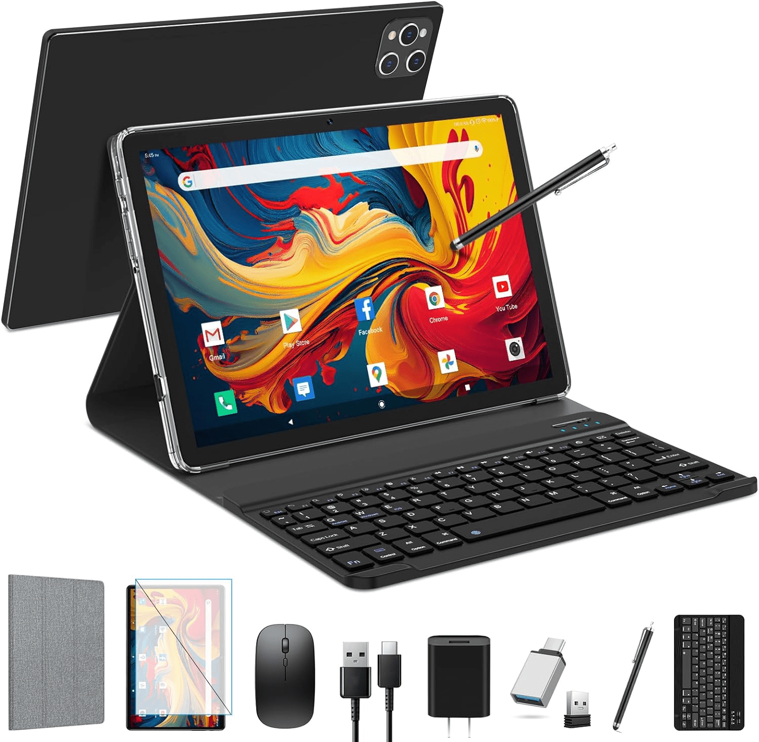 Tablet Android 13 Tablet,10 Inch Android Tablet with Keyboard,5G WiFi Tablet ,128GB ROM+16GB RAM (8+8Virtual) +1TB TF Expand,Octa-Core Processor,13MP+8MP  Camera,Bluetooth,GPS, FHD Display,2 In 1 Tablet 