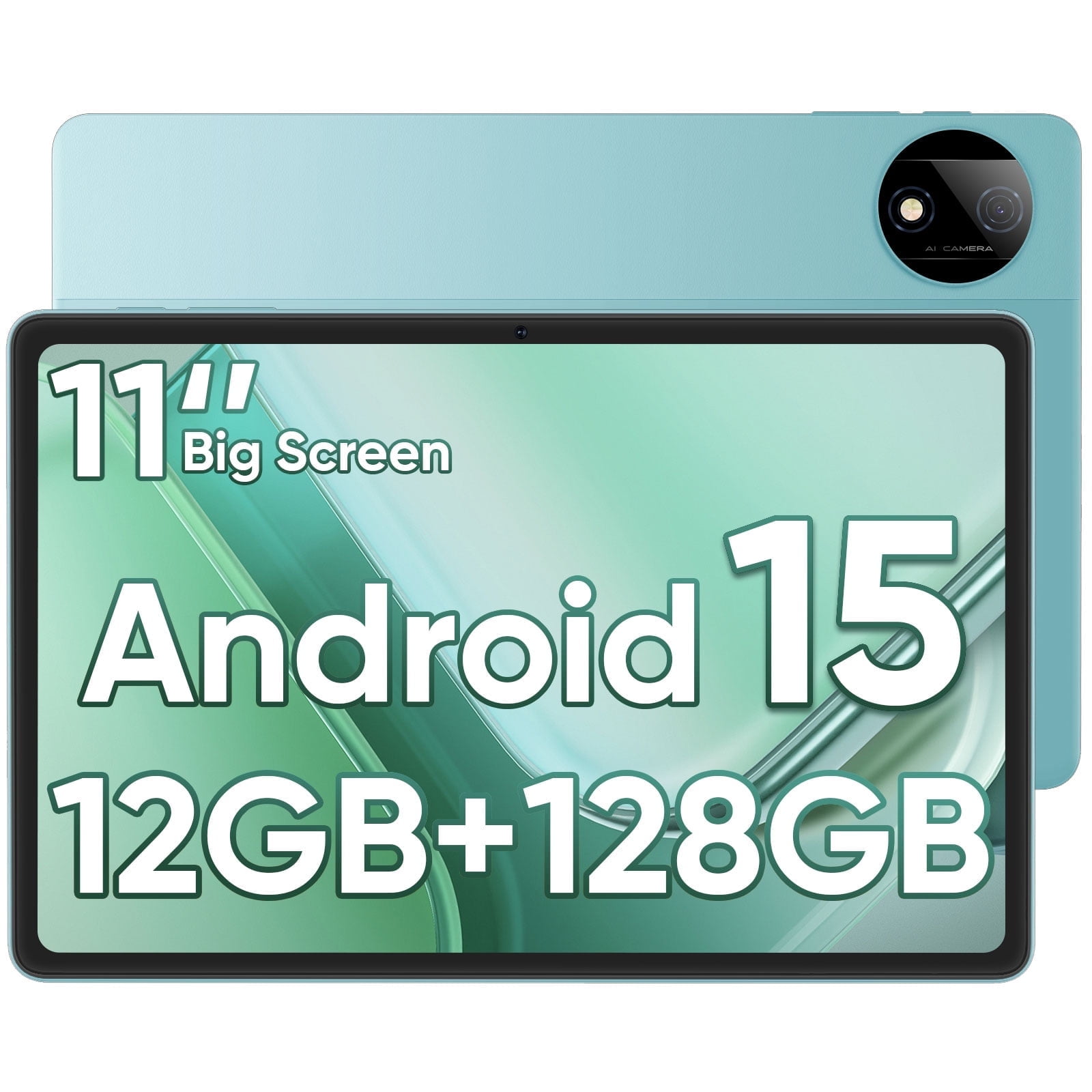Tablet, Android 15 Tablet with 11 inch LCD Display, 12GB RAM + 128GB Storage 1TB Expand, T7200 Octa-Core Processors, 8000mAh, Widevine L1, GPS, Dual Camera, WiFi 5, BT5.0 (Blue