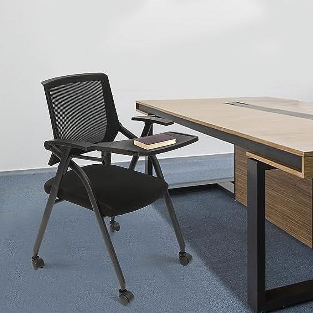 Tablet Arm Chair Conference Room Chair with Caster Wheels Folding Chair ...
