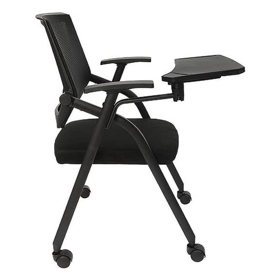 Tablet Arm Chair Conference Room Chair with Caster Wheels Folding Chair with Right Handed Tablet Arm Mesh Guest Nesting Stacking for Office School Classroom Training Conference Waiting Room