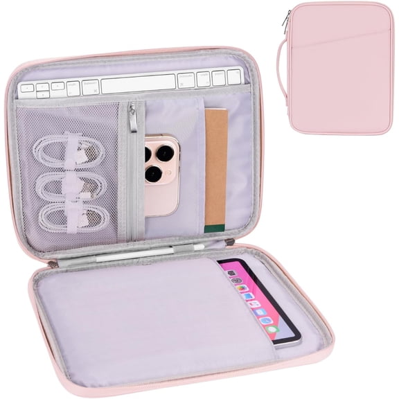 Tablet Bag for Women, Padded Carrying Sleeve Case for   12.9 M2/M1/2018-2020, Surface  9/8/X, 12.4" Galaxy Tab +/+ (PU-Pink12.9)