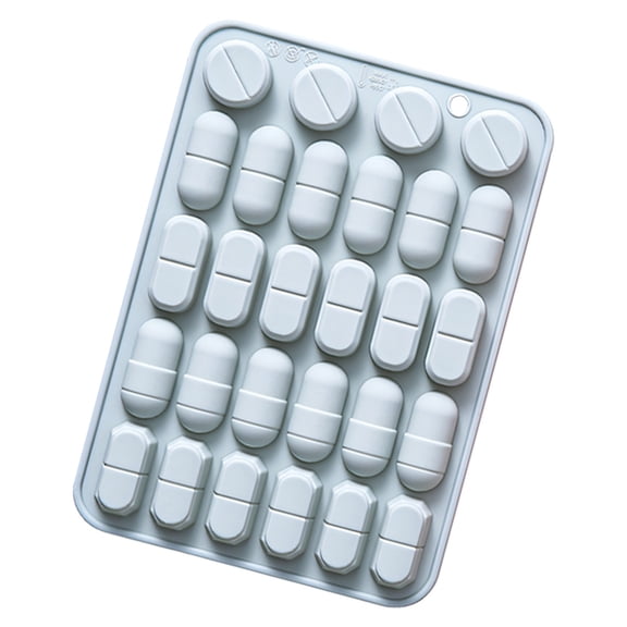 Tablet Candy Mold Silicone for Chocolate and Gummies, 28 Cavity Flexible Mold Tray for Themed Desserts and Treat Making