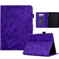 thumbnail image 1 of Tablet Case for 6" Kindle Paperwhite (Previous 10th Gen 2018), Embossed Tree Pattern PU Leather Book Style Smart Auto Wake/Sleep Cover with Stand Card Slots Magnetic Clasp Shockproof Case, Purple, 1 of 10