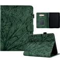 thumbnail image 1 of Tablet Case for 6" Kindle Paperwhite (Previous 10th Gen 2018), Embossed Tree Pattern PU Leather Book Style Smart Auto Wake/Sleep Cover with Stand Card Slots Magnetic Clasp Shockproof Case, Green, 1 of 10