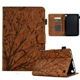 thumbnail image 1 of Tablet Case for Amazon Fire 7 12th Gen 2022, Embossed Tree Pattern PU Leather Book Style Smart Auto Wake/Sleep Cover with Stand Card Slots Magnetic Clasp Shockproof Case, Brown, 1 of 9