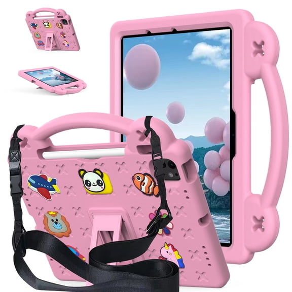 Tablet Case for Honor Pad X8a 2024 /NDL-W09/Infinix Xpad 2024/X1101, 11 Inch, Multi-Function Protective Cover with Adjustable Stand & Shoulder Strap, 360° Shockproof Case, Pink