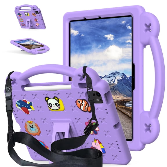 Tablet Case for Honor Pad X8a 2024 /NDL-W09/Infinix Xpad 2024/X1101, 11 Inch, Multi-Function Protective Cover with Adjustable Stand & Shoulder Strap, 360° Shockproof Case, Purple