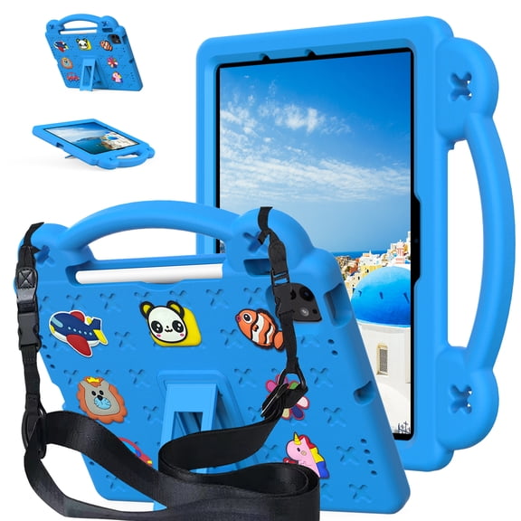Tablet Case for Honor Pad X8a 2024 /NDL-W09/Infinix Xpad 2024/X1101, 11 Inch, Multi-Function Protective Cover with Adjustable Stand & Shoulder Strap, 360° Shockproof Case, Light Blue