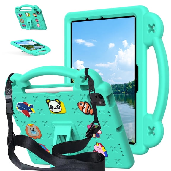 Tablet Case for Honor Pad X8a 2024 /NDL-W09/Infinix Xpad 2024/X1101, 11 Inch, Multi-Function Protective Cover with Adjustable Stand & Shoulder Strap, 360° Shockproof Case, Green