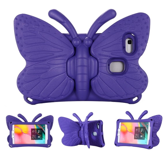 Tablet Case For Kids, 3D Cartoon Butterfly Non-Toxic EVA Light Weight Kid Proof Shockproof Case with Kickstand for Samsung Galaxy Tab A 8.0 2019 / Tab A 8.0 2017 / Fire HD 8 2018/2017, Purple