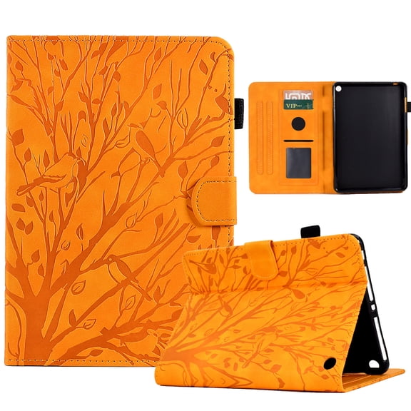 Tablet Case for Kindle Fire HD8/HD8 Plus 12th 10th Gen 2022/2020, Embossed Pattern PU Leather Book Style Smart Auto Wake/Sleep Cover with Stand Card Slots Magnetic Clasp Shockproof Case,Khaki