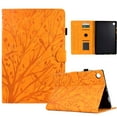 thumbnail image 1 of Tablet Case for Samsung Galaxy Tab A8 10.5" (2022) X200/X205, Embossed Pattern PU Leather Book Style Smart Auto Wake/Sleep Cover with Stand Card Slots Magnetic Clasp Shockproof Case,Khaki, 1 of 9