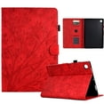 thumbnail image 1 of Tablet Case for Samsung Galaxy Tab A9 8.7" 2023 SM-X110 / SM-X115, Embossed Tree Pattern PU Leather Book Style Smart Auto Wake/Sleep Cover with Stand Card Slots Magnetic Clasp Shockproof Case, Red, 1 of 10