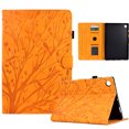 thumbnail image 1 of Tablet Case for Samsung Galaxy Tab A9 8.7" 2023 SM-X110 / SM-X115, Embossed Tree Pattern PU Leather Book Style Smart Auto Wake/Sleep Cover with Stand Card Slots Magnetic Clasp Shockproof Case, Khaki, 1 of 10