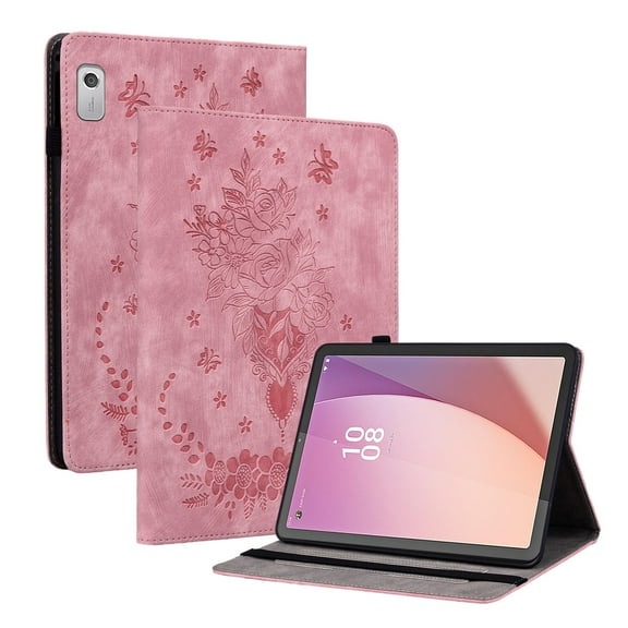 Tablet Case for FLOODKING Lenovo Tab M9 with Built-in Stylus Holder, Adjustable Stand, Rose Design