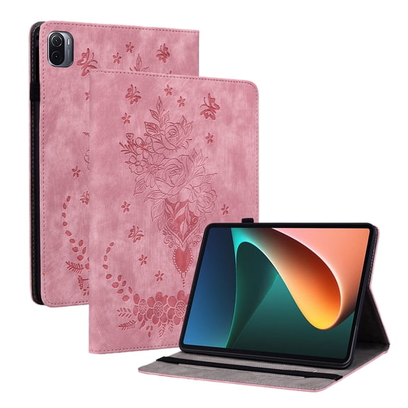 Tablet Case for FLOODKING Xiaomi Pad 5 with Built-in Stylus Holder, Adjustable Stand, Rose Design