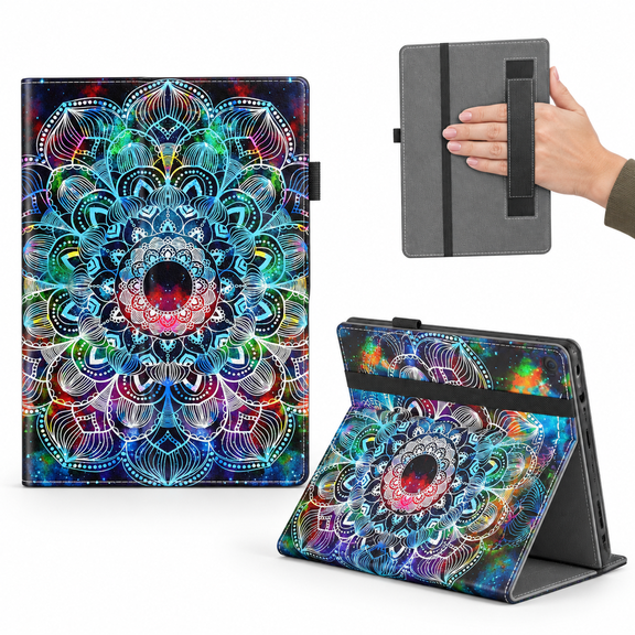Tablet Case for Fire HD 10 (13th/11th Gen 2023/2021) 10.1 Inch, Slim Folding Stand Cover with Auto Wake/Sleep, Mandala Galaxy