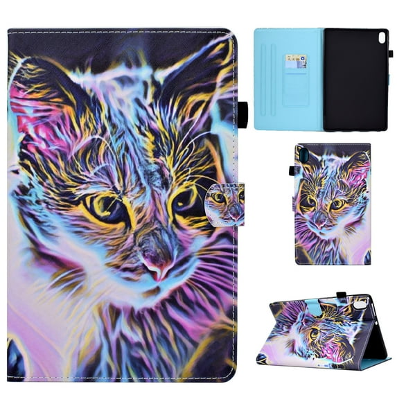 Tablet Case for iPad 10th Gen 10.9" 2022 Folio Cover with Card Pocket, for iPad 10th Gen 10.9" 2022 Multi-Angle Stand, Auto Wake/Sleep, with Pencil Holder Flip Case Cover,Colorful Cat