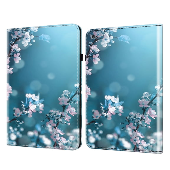 Tablet Case for iPad Pro 12.9-Inch 6th/5th/4th/3rd Generation (2022/2021/2020/2018) - Lightweight PU Leather/TPU Folio Case with [Card Slots / View Stand] Protective Cute Cover, Blue Floral